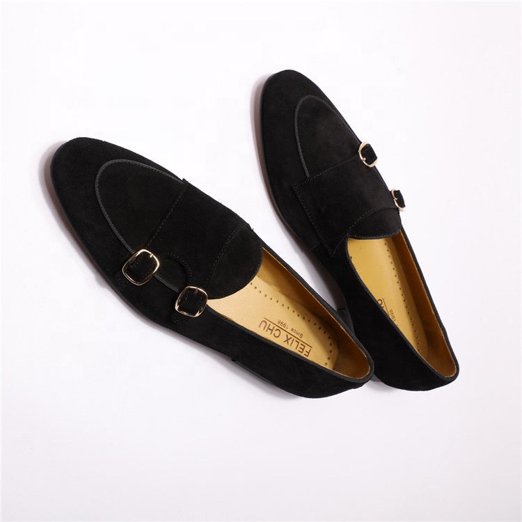 Monti Suede Leather Loafers - Black